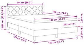 Boxspring Ágy Matrac &amp; LED Fekete 140x190 cm Bársonyos