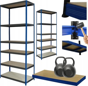 Tárolószekrény fém állvány Helios 213x120x45cm 6Px275kg Tömör Kék