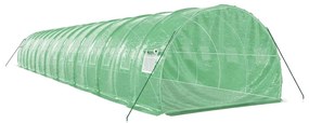 zöld acélvázas melegház 48 m² 16 x 3 x 2 m