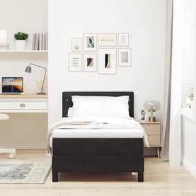Boxspring Ágy Matrac Háló fekete 100x200 cm Bársony