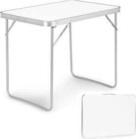 Kerti asztal, MultiGarden GMFC-FY8060, fehér, 80 x 60 cm, összecsukható, magasság: 70 cm, bőrönddé hajtható, hordfogantyúval, teherbírás: 30 kg