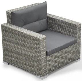 vidaXL 6-részes szürke polyrattan kerti bútorszett párnákkal