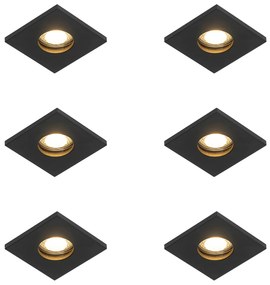 6 darabos modern, fekete, süllyesztett fürdőszobai spotlámpa szett - Doku