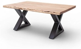 CARTAGENA dohányzó asztal akácfa 110x70cm - X alakú antracit szürke lábbal - Natúr