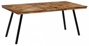 tömör újrahasznosított tíkfa/acél étkezőasztal 180 x 90 x 76 cm