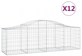 vidaXL 12 db íves horganyzott vas gabion kosár 200x50x60/80 cm