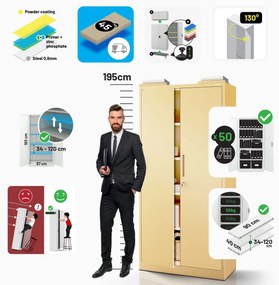 Nagyméretű polcos szekrény JAN H, 900 x 1950 x 400 mm, Fresh Style: bézs