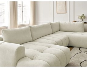 Bézs kinyitható-tárolóhelyes sarokkanapé (jobb oldali-U alakú) Fuji – Bobochic Paris