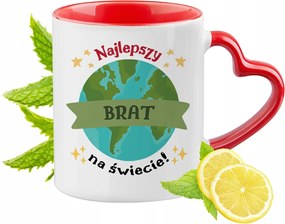 Testvérnek Piros Bögre Szív Alakú Füllel Ajándék Nyomtatott