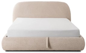 Bézs Bouclé Franciaágy Ágyneműtartóval. 160×200 ROSSO