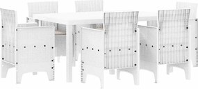vidaXL Kert étkező szett 7 pcs Fehér Polt rattan