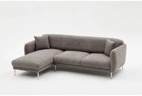 Szürke sarokkanapé (bal oldali-heverő résszel) Simena – Balcab Home