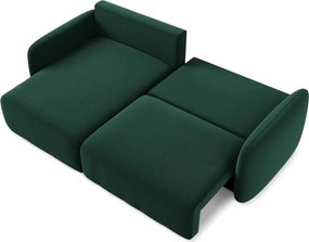 Sötétzöld bársony kinyitható-tárolóhelyes sarokkanapé (bal oldali-heverő résszel) Kalena – Makamii