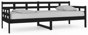 fekete tömör fenyőfa kanapéágy 80x200 cm