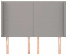 világosszürke szövet fejtámla szárnyakkal 147x16x118/128 cm