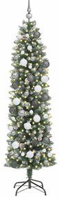 Mű Karcsú Karácsonyi Fa LED -es lámpákkal Zöld 180 cm PVC