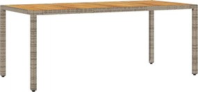vidaXL szürke polyrattan kerti asztal akácfa lappal 190 x 90 x 75 cm