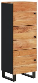 tömör akácfa és vas magasszekrény 3 ajtóval 40x33x110 cm