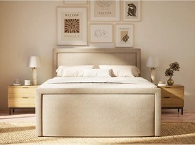 Bézs ágyneműtartós boxspring ágy 160x200 cm Fresco – Maison de Rêve