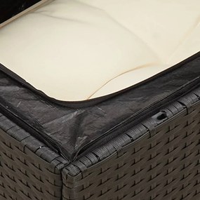 vidaXL fekete polyrattan karfa nélküli kerti kanapé párnával