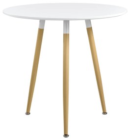 [en.casa] Étkezőasztal kerek Camille Retro-design 3 személyes ø80cm x 75 cm MDF matt fehér