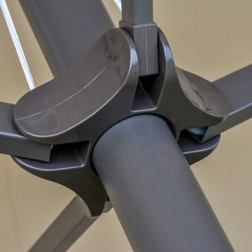 Outsunny XXL Kerti Napernyő Keresztalappal, Nagy Méret 4.6L x 2.7W x 2.4H m, Forgókarral Nyitható és Zárható Acél Magas Sűrűségű Poliészter Kávé | Aos