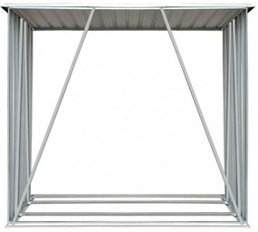 szürke horganyzott acél kerti tűzifatároló, 163 x 83 x 154 cm