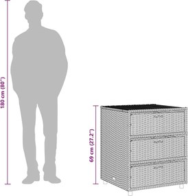 vidaXL fekete polyrattan kerti tárolószekrény 55 x 59 x 69 cm