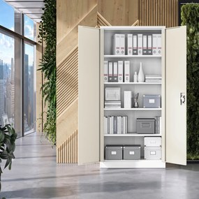 Fém iratszekrény JAN H, 900 x 1950 x 400 mm, Eco Design: fehér/ sonoma tölgy