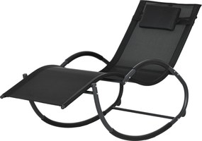 Outsunny Fűszeres Ringató Szék Fejtámaszos Kartámlával és Fém Vázszerkezettel 120 kg Teherbírás Indoor és Outdoor 155x61x88 cm Fekete | Aosom