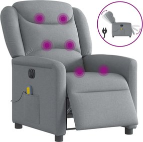 vidaXL világosszürke szövet dönthető elektromos masszázsfotel