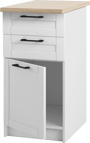 Konyhaszekrény Álló Alsó Fiókokkal Fehér Matt Keret Asztallappal 40cm