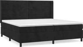vidaXL fekete bársony rugós ágy matraccal 200x200 cm