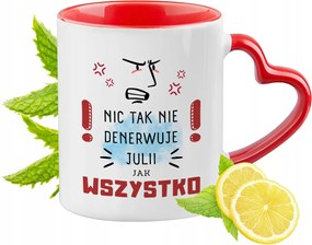 Juli Piros bögre szív alakú füllel Ajándék