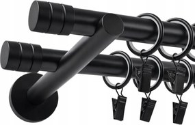 Dupla Fém Függönykarnis 19 mm Fekete Matt 120 cm Marógép Béka Szett