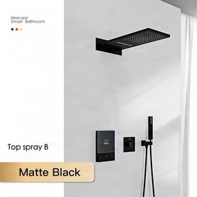 Zuhanyrendszer ELITE EDITION BCS1721 falba süllyesztett kivitelben, termosztáttal és vízesés funkcióval, többféle színben — Matt fekete — Fali
