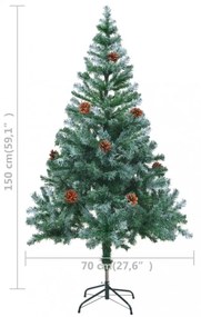 műfenyő műzúzmarával és fenyőtobozokkal 150 cm