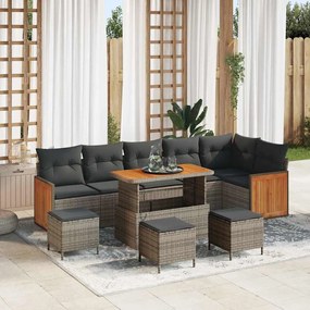 Kerti Kanapé Szett 10 pcs Szürke Sötétszürke 110 x 55 x 71 cm