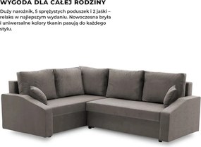 Grande Plus sarokkanapé, baloldali, szövet anyag, szürke