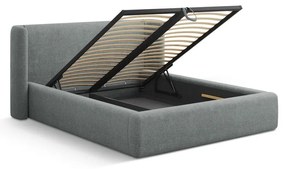 Sötétszürke kárpitozott ágyneműtartós franciaágy ágyráccsal 160x200 cm Jason – Windsor &amp; Co Sofas