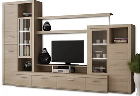 Nappali sor LED világítással, sonoma tölgyfa, ATLANTIS NEW