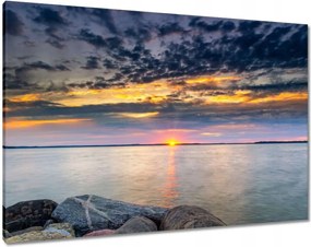 Vászonkép 100x70 Sziklák Tenger Naplemente