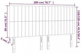 sötétszürke szövet LED-es fejtámla 200x5x118/128 cm
