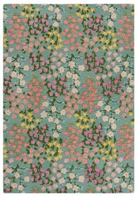 Mentazöld kézi szövésű gyapjú szőnyeg 200x290 cm Emilia Floral – Flair Rugs