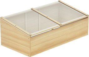 Outsunny Fa Üvegház Hidegkeret Ültetődoboz Kert és Ültetési Rendszer Kertbalkonra, 100 x 50 x 35 cm, Természetes, Lucfenyő, PC Panel | Aosom