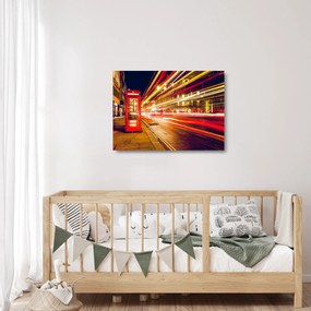 Kép - piros telefonfülke (üvegen) (70x50 cm)