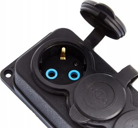 4x gumialjzat fekete IP44, 250V, 16A, Schuko 2P+Z, 4KMP-F, Bylion