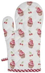 Cupcake és cseresznye mintás pamut edényfogó kesztyű Cherry Cupcakes - Clayre-Eef
