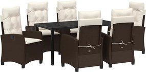 vidaXL Kert étkező szett párnával 7 pcs Barna polirattan