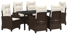 vidaXL Kert étkező szett párnával 7 pcs Barna polirattan